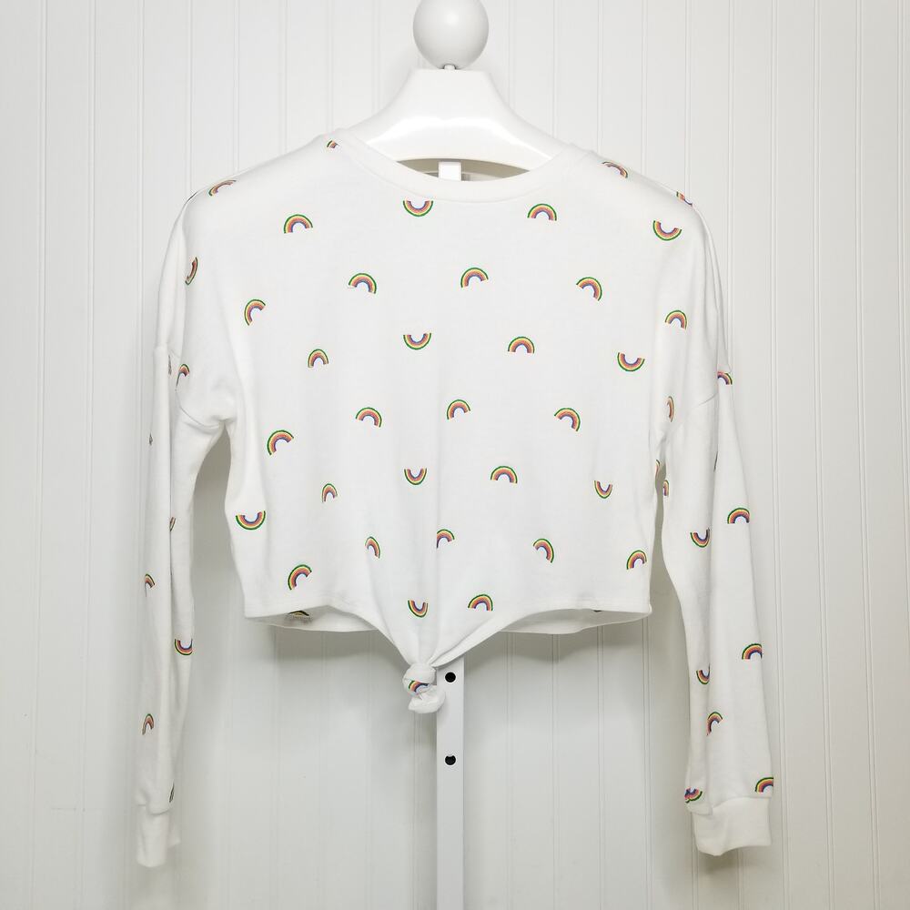 Love Fire Rainbow‎ Tie Front Cropped Sweatshirt Medium